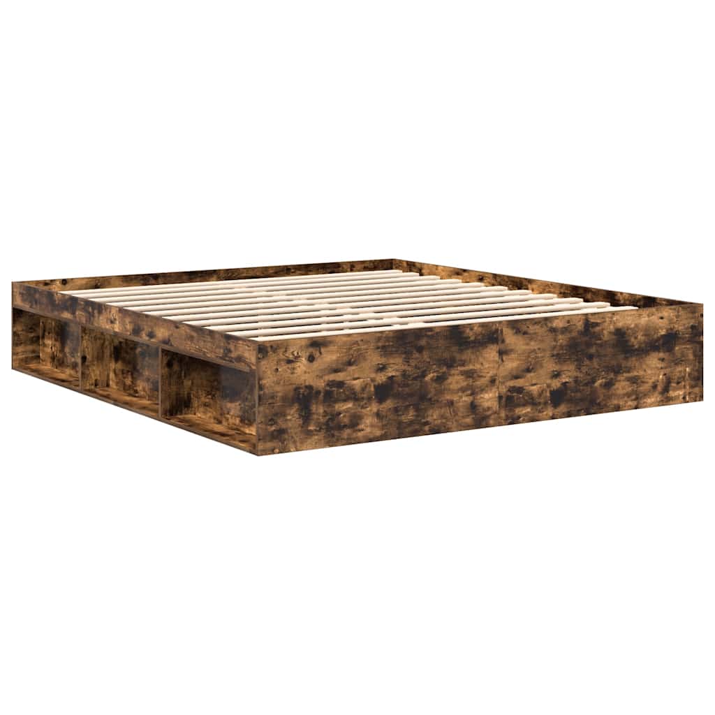 Bed Frame without Mattress Smoked Oak 200x200 cm