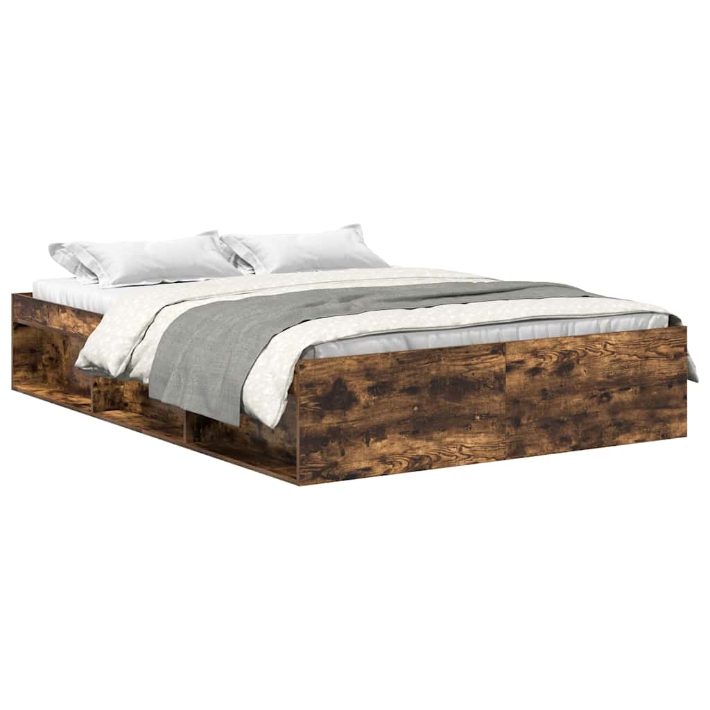Bed Frame without Mattress Smoked Oak 120x190 cm Small Double Small Double