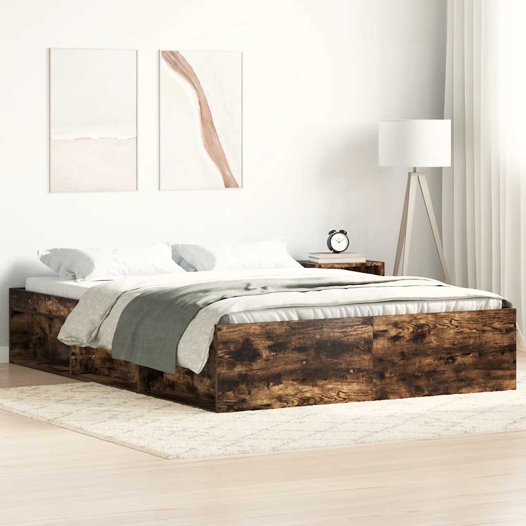 Bed Frame without Mattress Smoked Oak 120x190 cm Small Double Small Double
