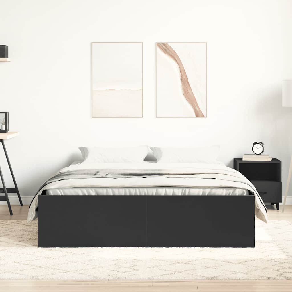 Bed Frame without Mattress Black 140x190 cm