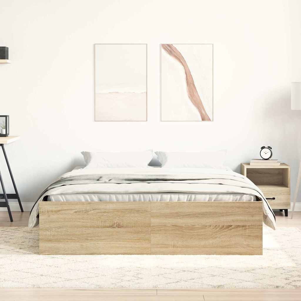 Bed Frame without Mattress Sonoma Oak 140x190 cm