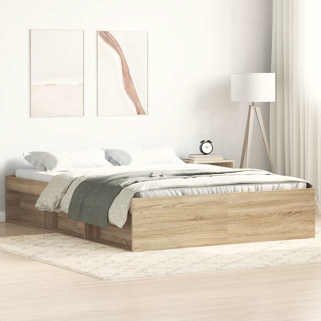 Bed Frame without Mattress Sonoma Oak 140x190 cm
