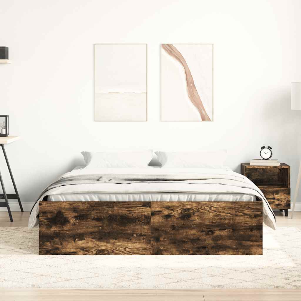Bed Frame without Mattress Smoked Oak 140x190 cm