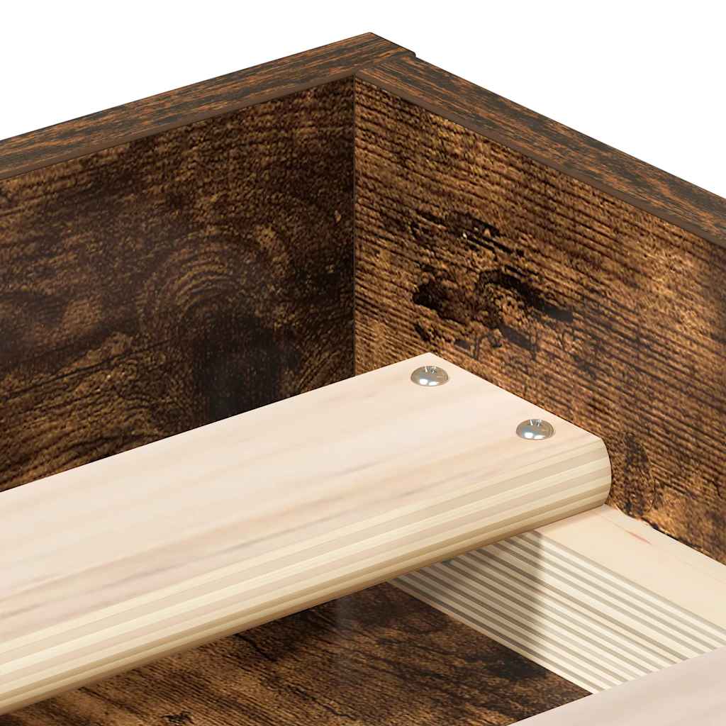 Bed Frame without Mattress Smoked Oak 140x190 cm