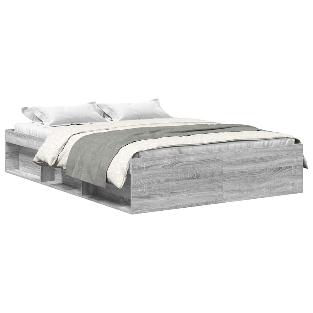 Bed Frame without Mattress Grey Sonoma 140x190 cm