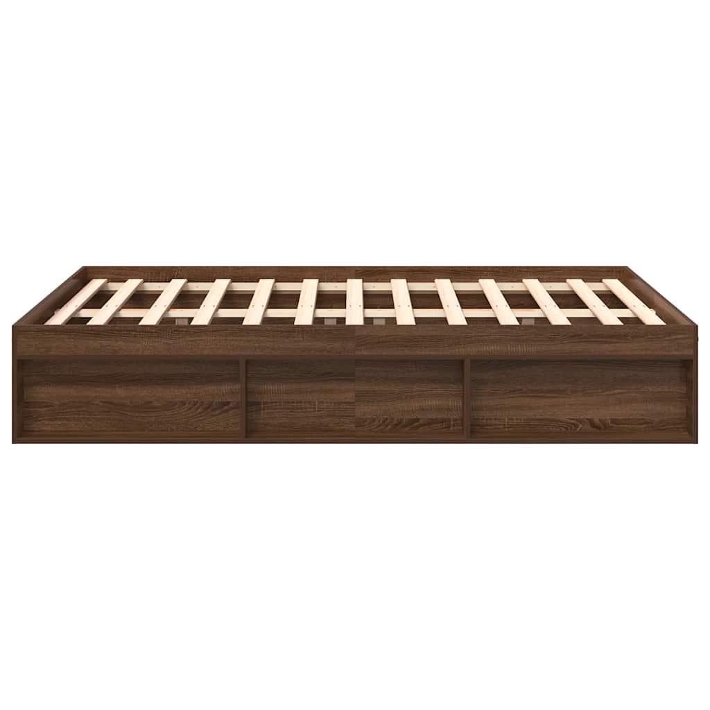 Bed Frame without Mattress Brown Oak 140x190 cm