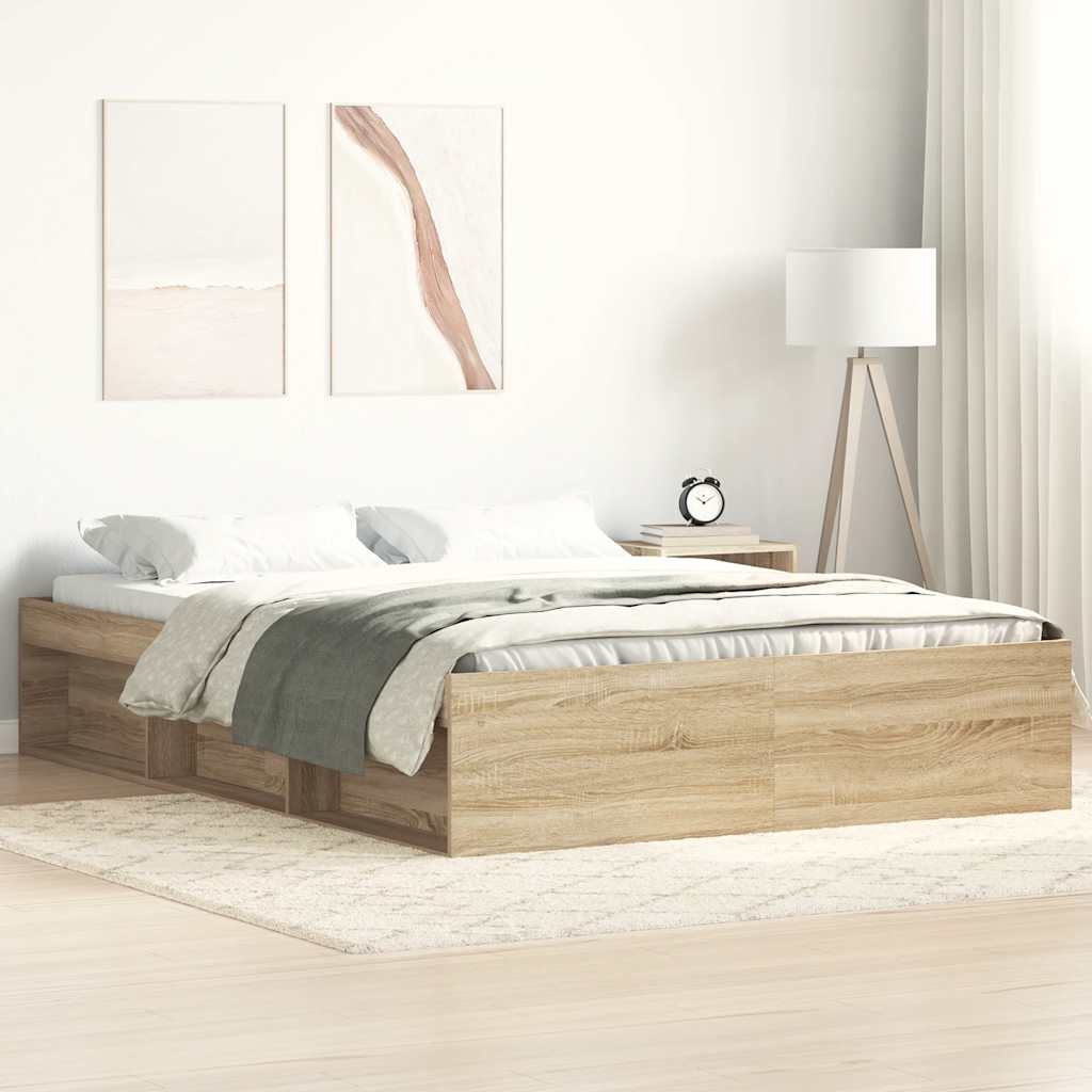 Bed Frame without Mattress Sonoma Oak 135x190 cm Double Double