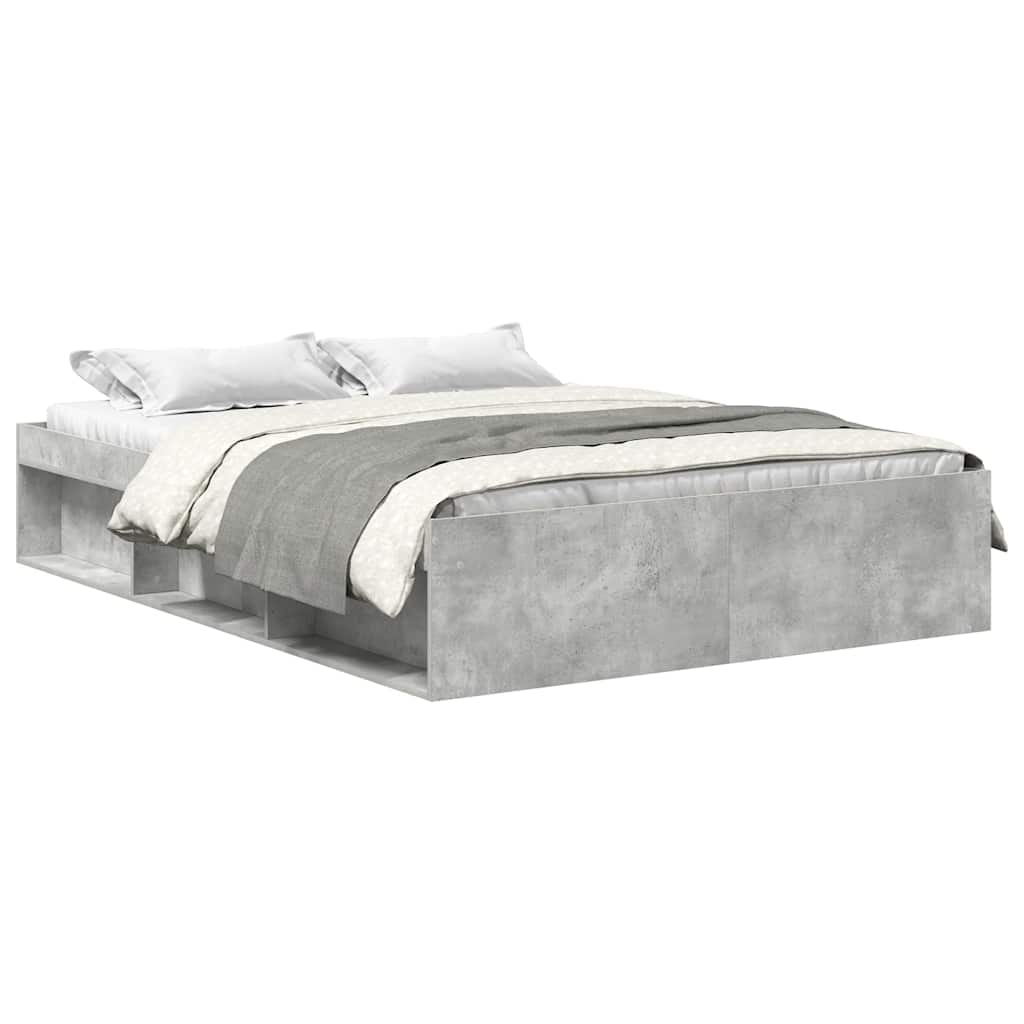 Bed Frame without Mattress Concrete Grey 135x190 cm Double Double