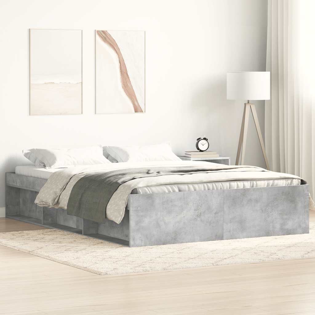 Bed Frame without Mattress Concrete Grey 135x190 cm Double Double