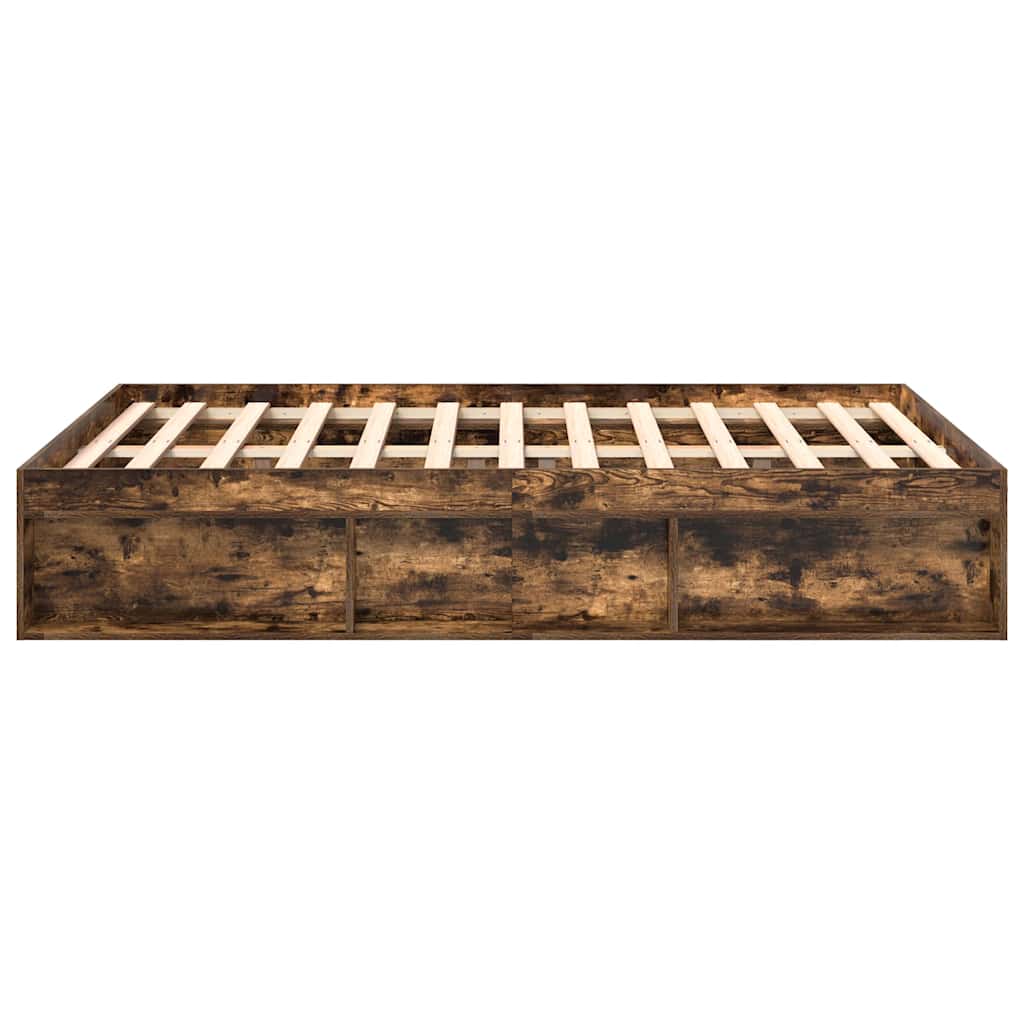 Bed Frame without Mattress Smoked Oak 135x190 cm Double Double