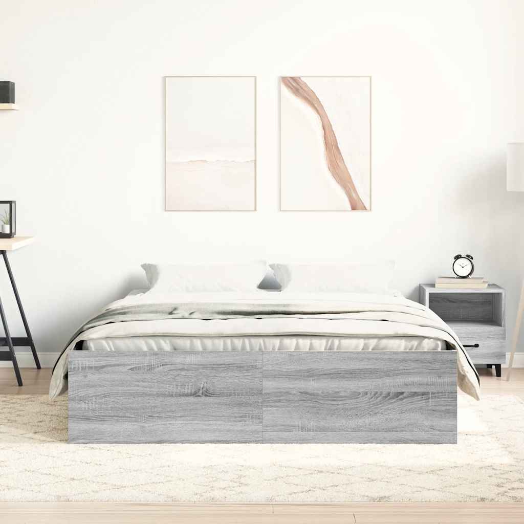 Bed Frame without Mattress Grey Sonoma 135x190 cm Double Double