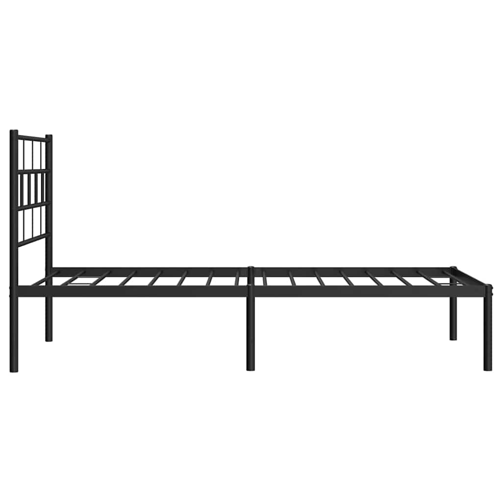 Metal Bed Frame without Mattress with Headboard Black 100x190cm