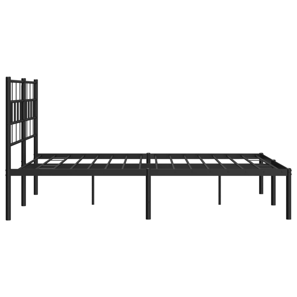 Metal Bed Frame without Mattress with Headboard Black 140x200cm