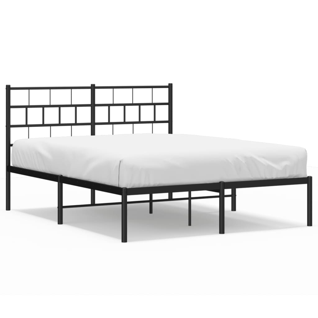 Metal Bed Frame without Mattress with Headboard Black 160x200cm