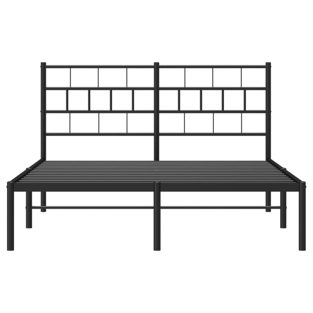 Metal Bed Frame without Mattress with Headboard Black 160x200cm