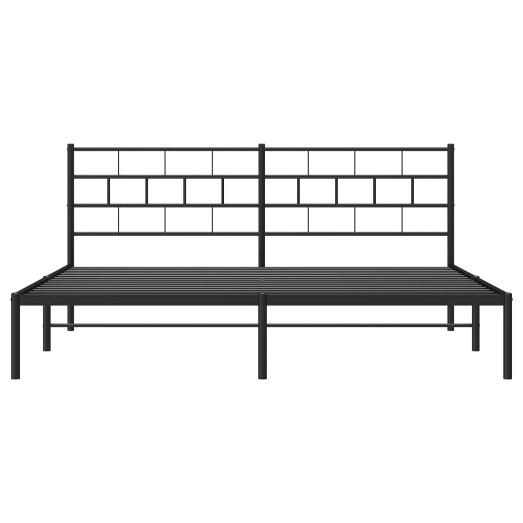 Metal Bed Frame without Mattress with Headboard Black 180x200cm