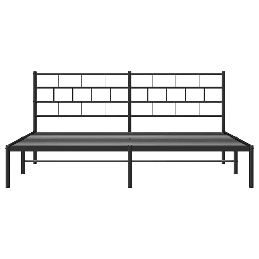 Metal Bed Frame without Mattress with Headboard Black 183x213cm