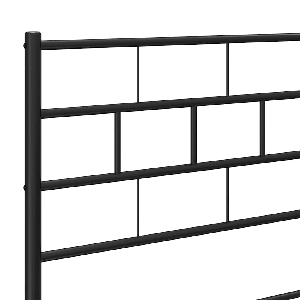 Metal Bed Frame without Mattress with Headboard Black 183x213cm
