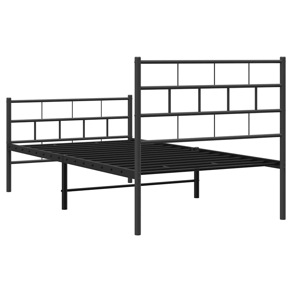 Metal Bed Frame without Mattress with Footboard Black 100x200cm
