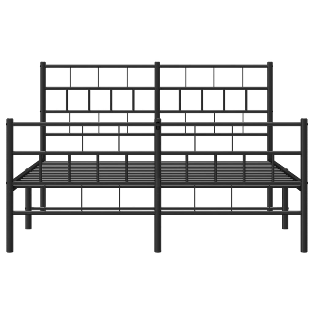Metal Bed Frame without Mattress with Footboard Black 120x190cm
