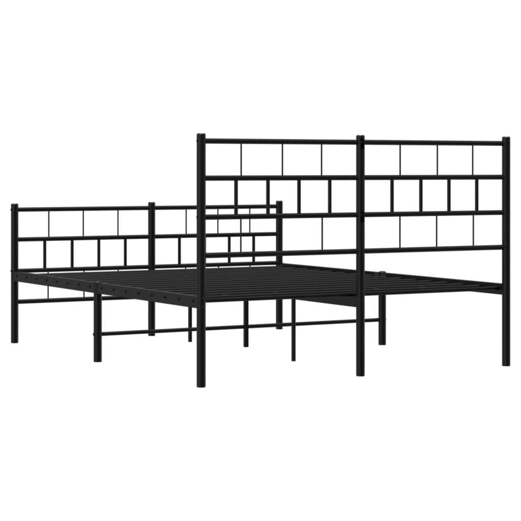 Metal Bed Frame without Mattress with Footboard Black 120x190cm