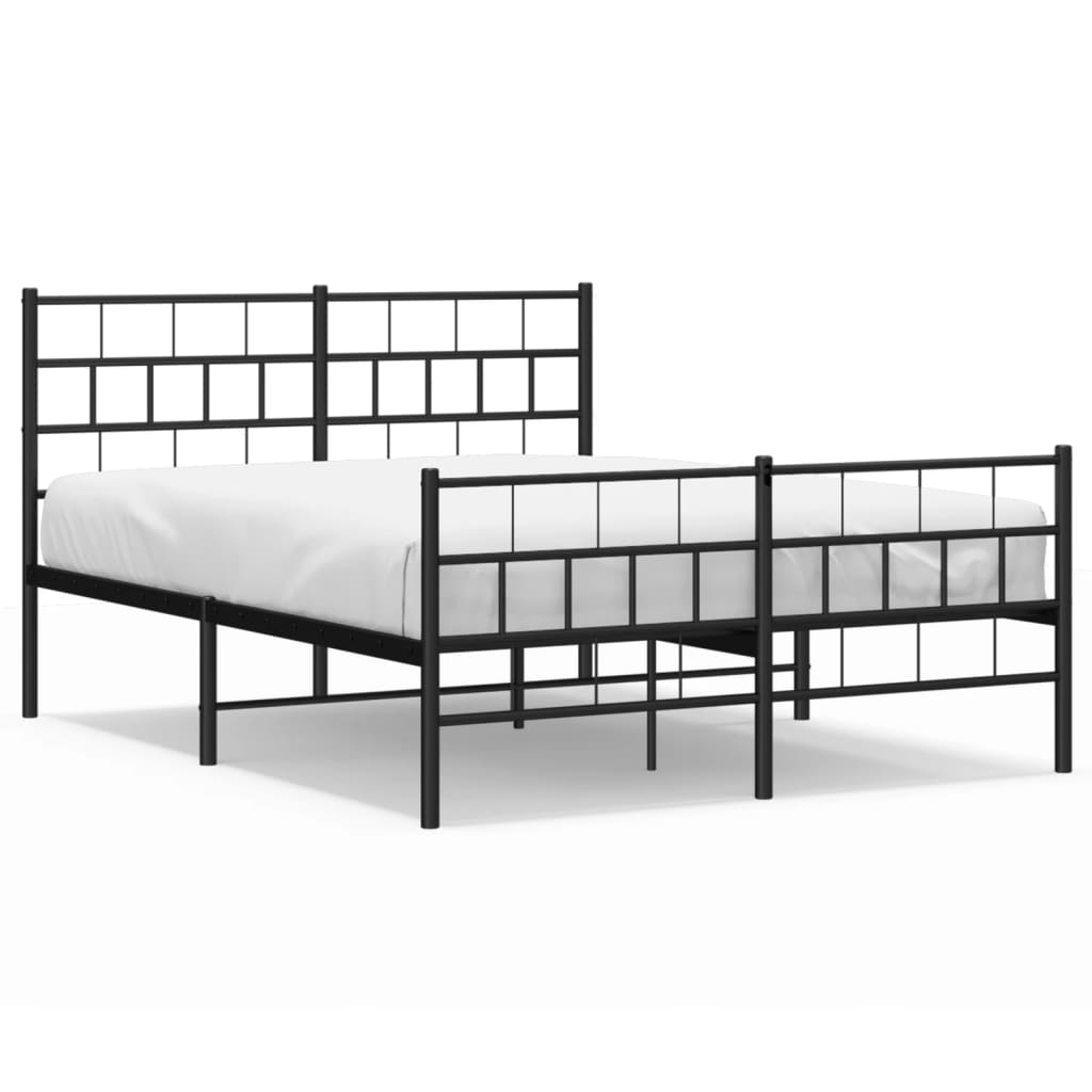 Metal Bed Frame without Mattress with Footboard Black 120x200cm