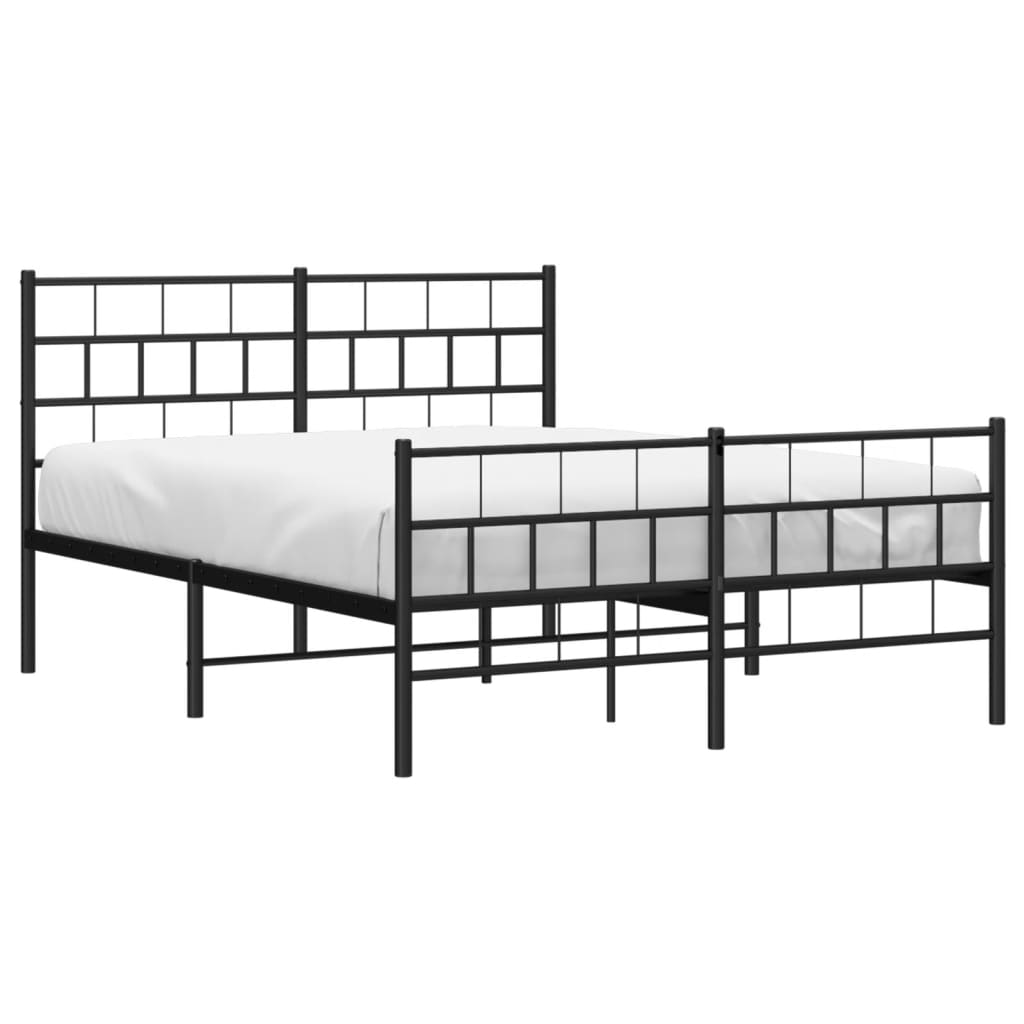 Metal Bed Frame without Mattress with Footboard Black 120x200cm