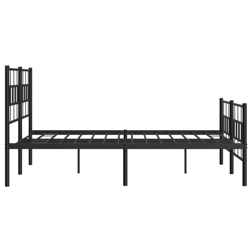 Metal Bed Frame without Mattress with Footboard Black 120x200cm