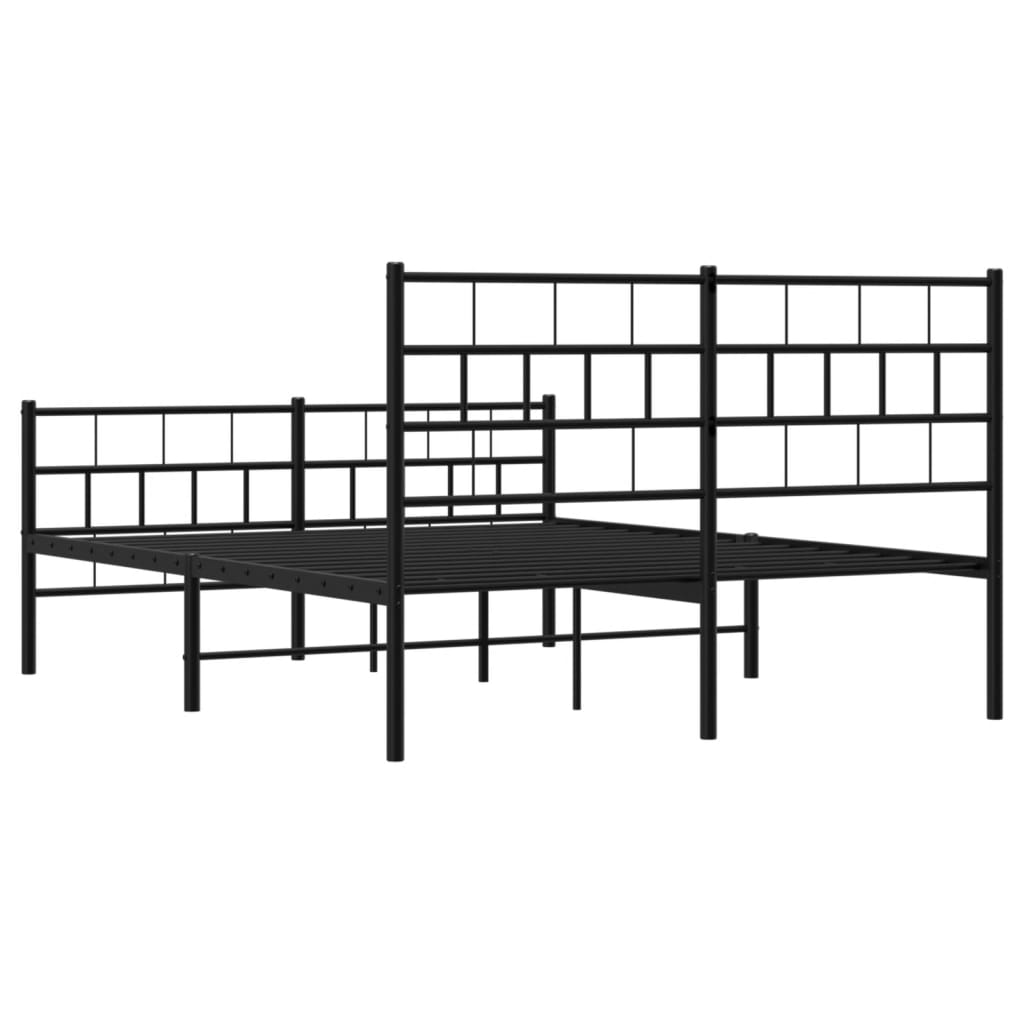 Metal Bed Frame without Mattress with Footboard Black 120x200cm