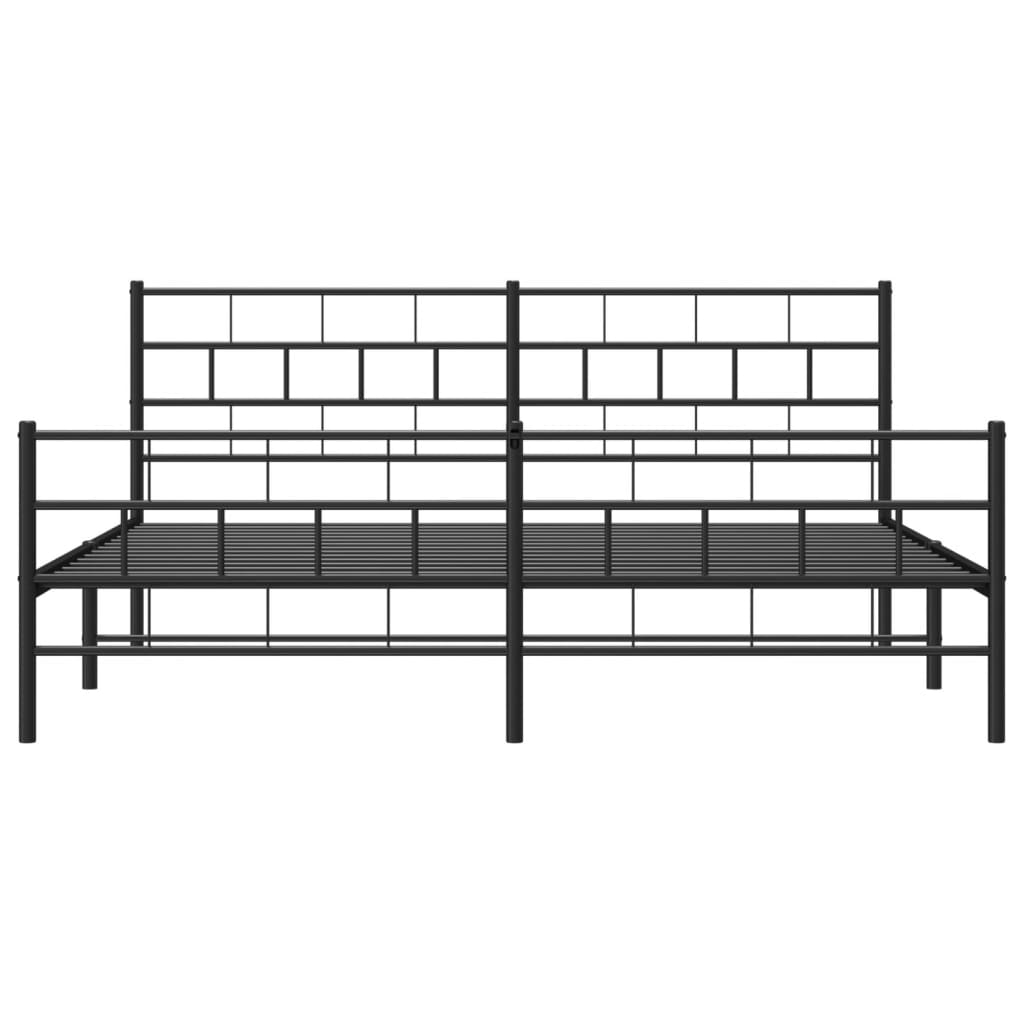 Metal Bed Frame without Mattress with Footboard Black 180x200cm