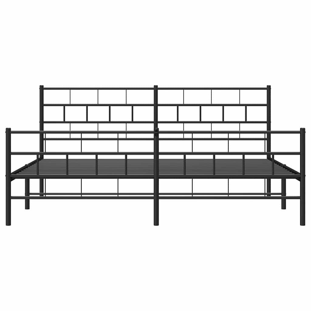 Metal Bed Frame without Mattress with Footboard Black 183x213cm
