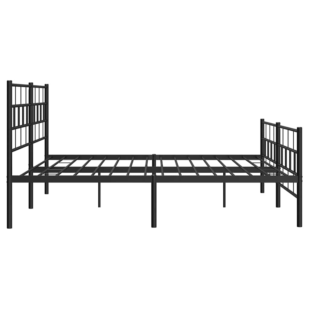 Metal Bed Frame without Mattress with Footboard Black 193x203cm