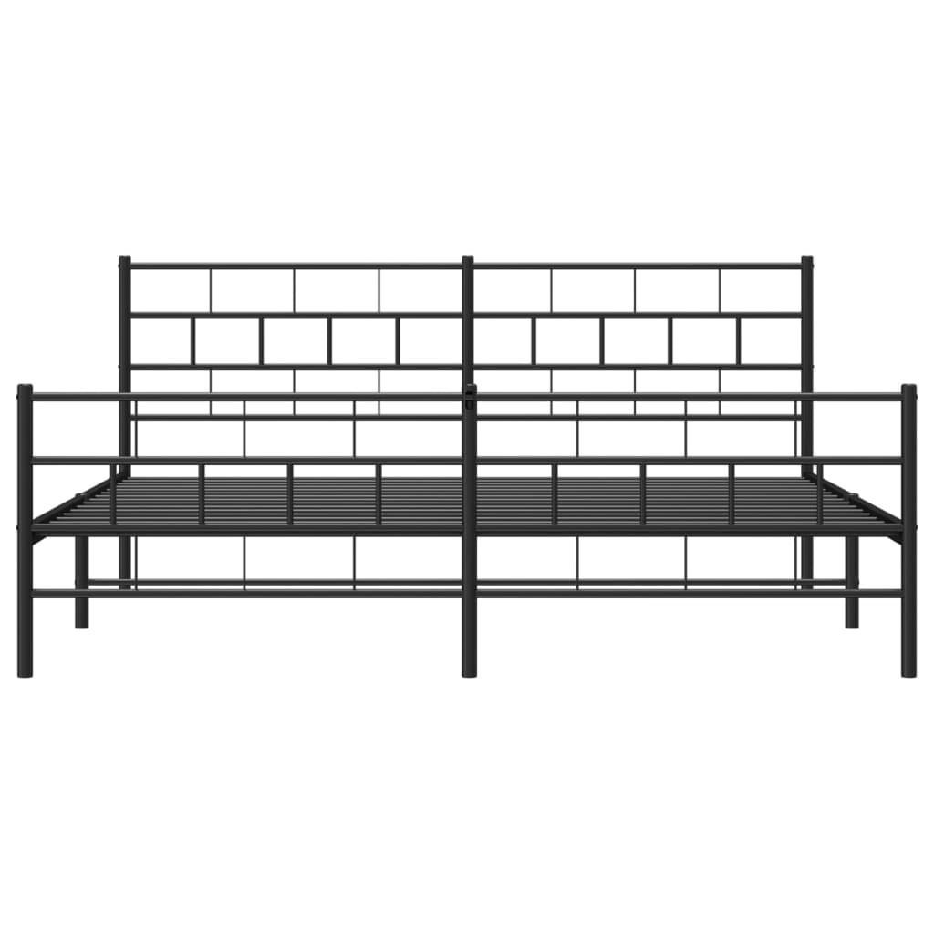 Metal Bed Frame without Mattress with Footboard Black 200x200cm