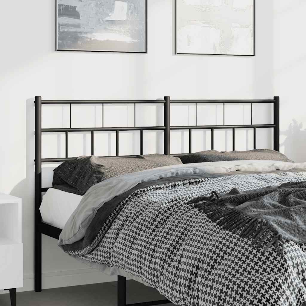 Metal Headboard Black 135 cm