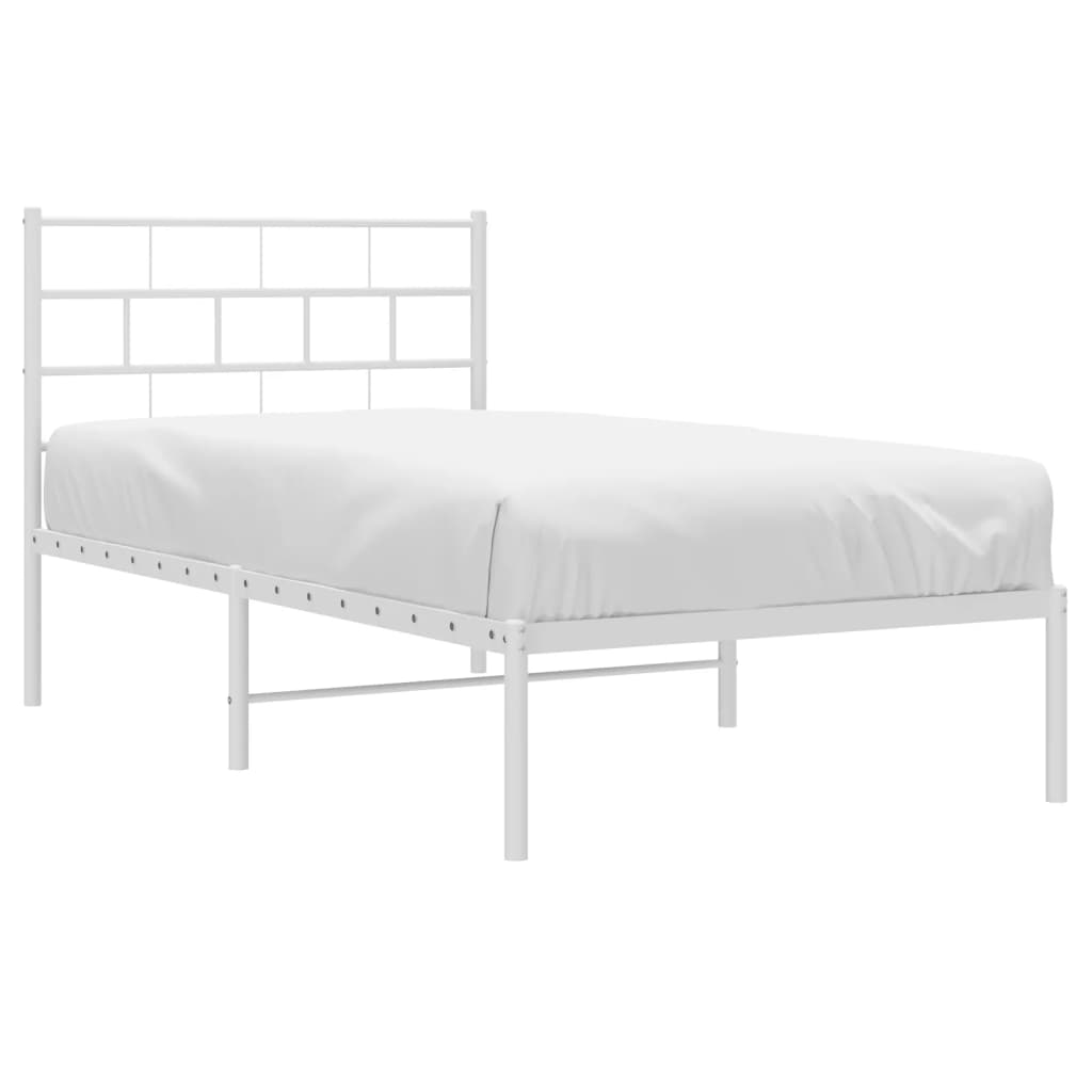 Metal Bed Frame without Mattress with Headboard White 80x200cm