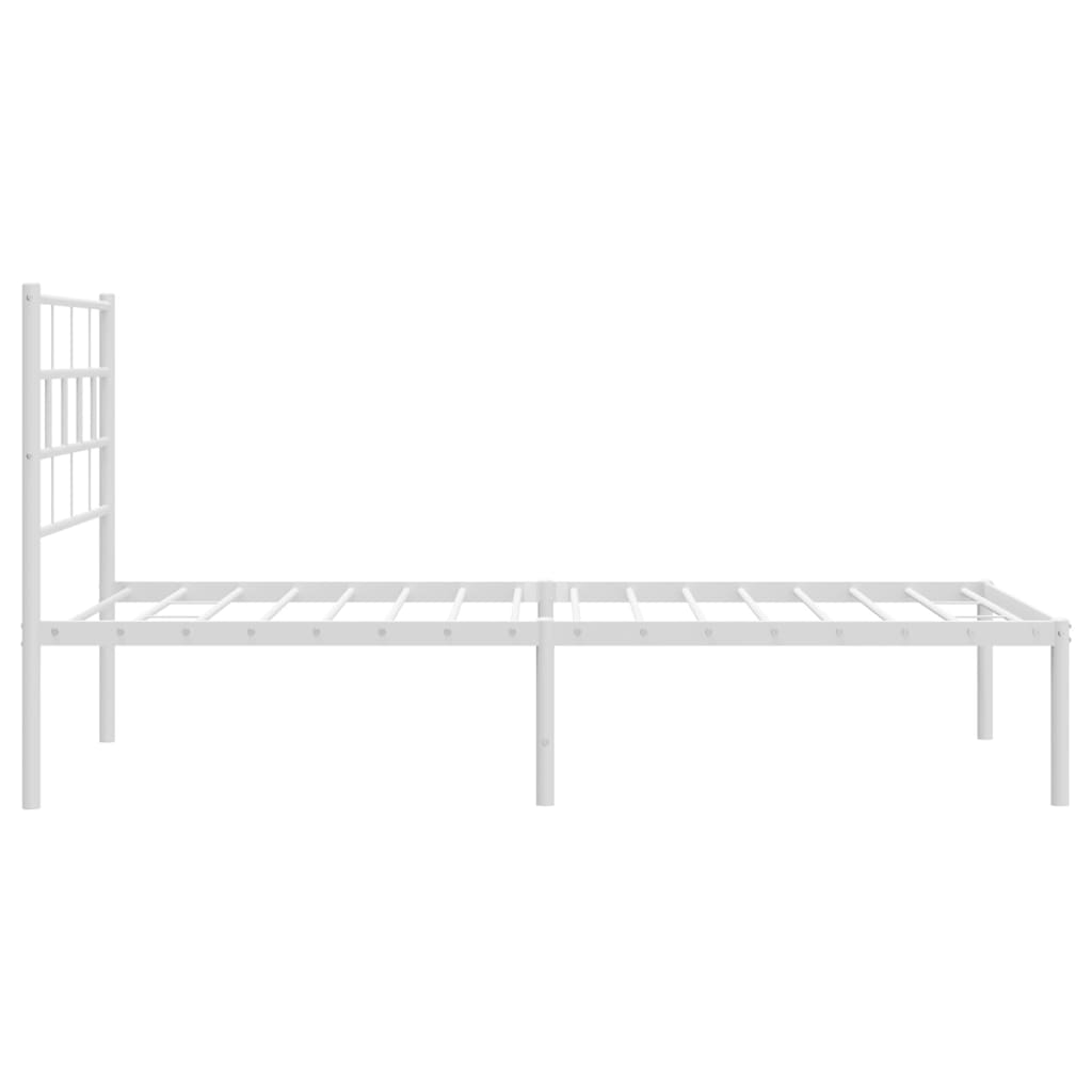 Metal Bed Frame without Mattress with Headboard White 107x203cm