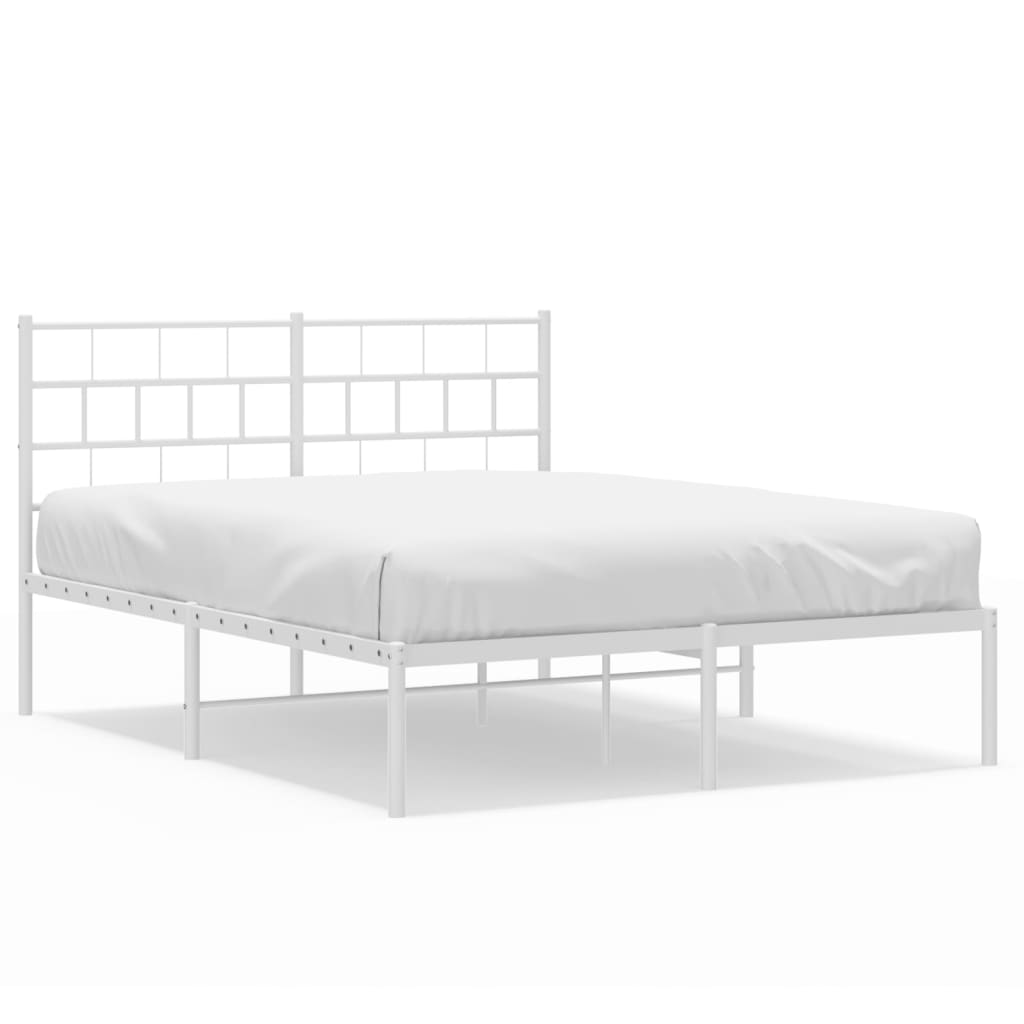 Metal Bed Frame without Mattress with Headboard White 120x190cm