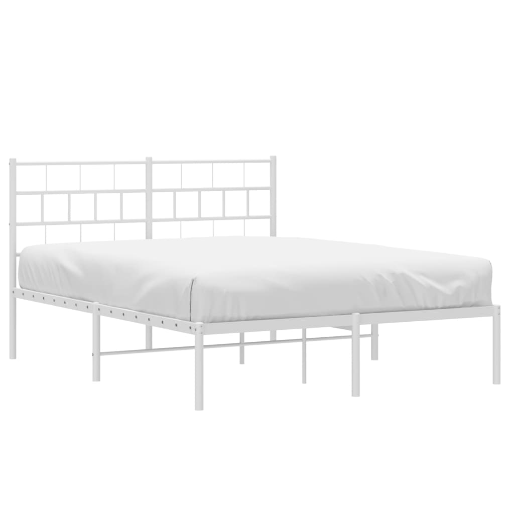 Metal Bed Frame without Mattress with Headboard White 120x190cm