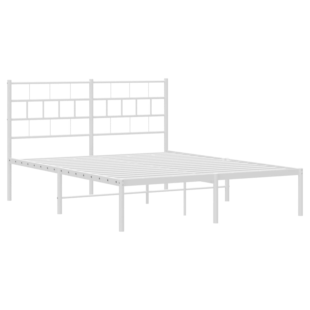 Metal Bed Frame without Mattress with Headboard White 120x190cm