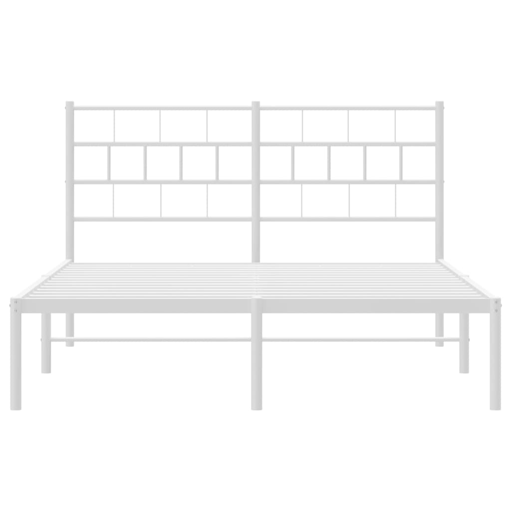Metal Bed Frame without Mattress with Headboard White 120x190cm