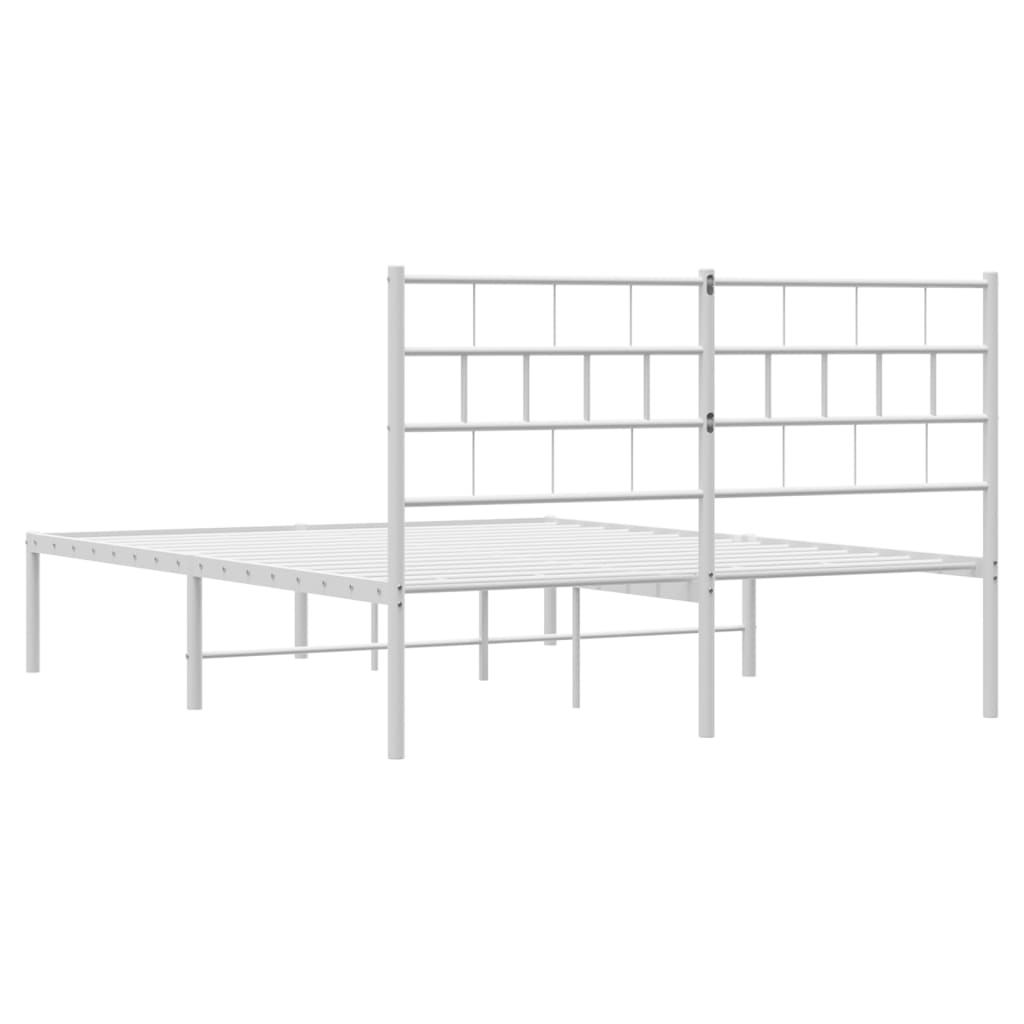 Metal Bed Frame without Mattress with Headboard White 120x190cm