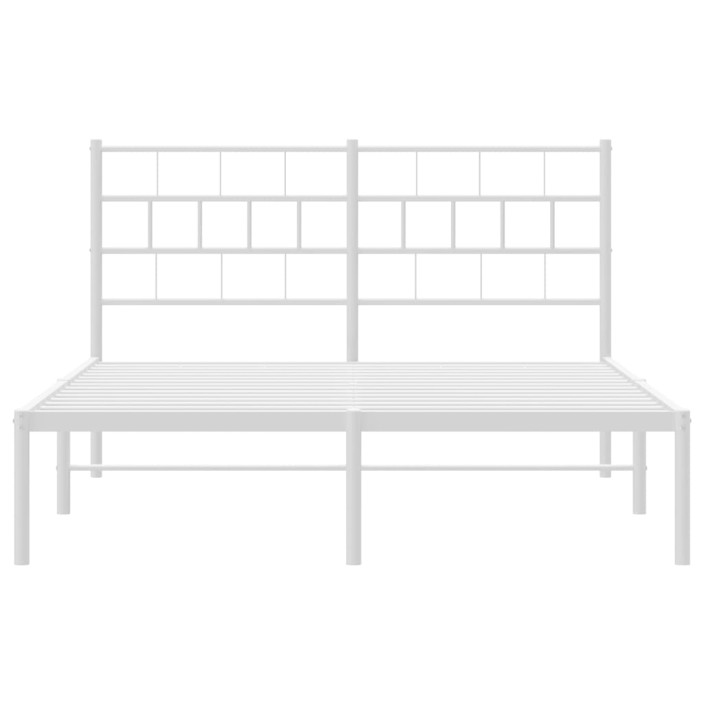 Metal Bed Frame without Mattress with Headboard White 120x200cm
