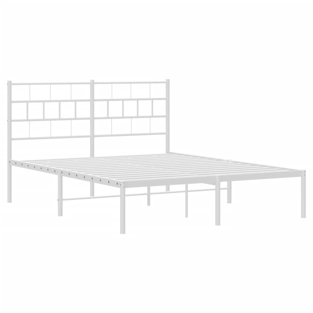 Metal Bed Frame without Mattress with Headboard White 140x190cm