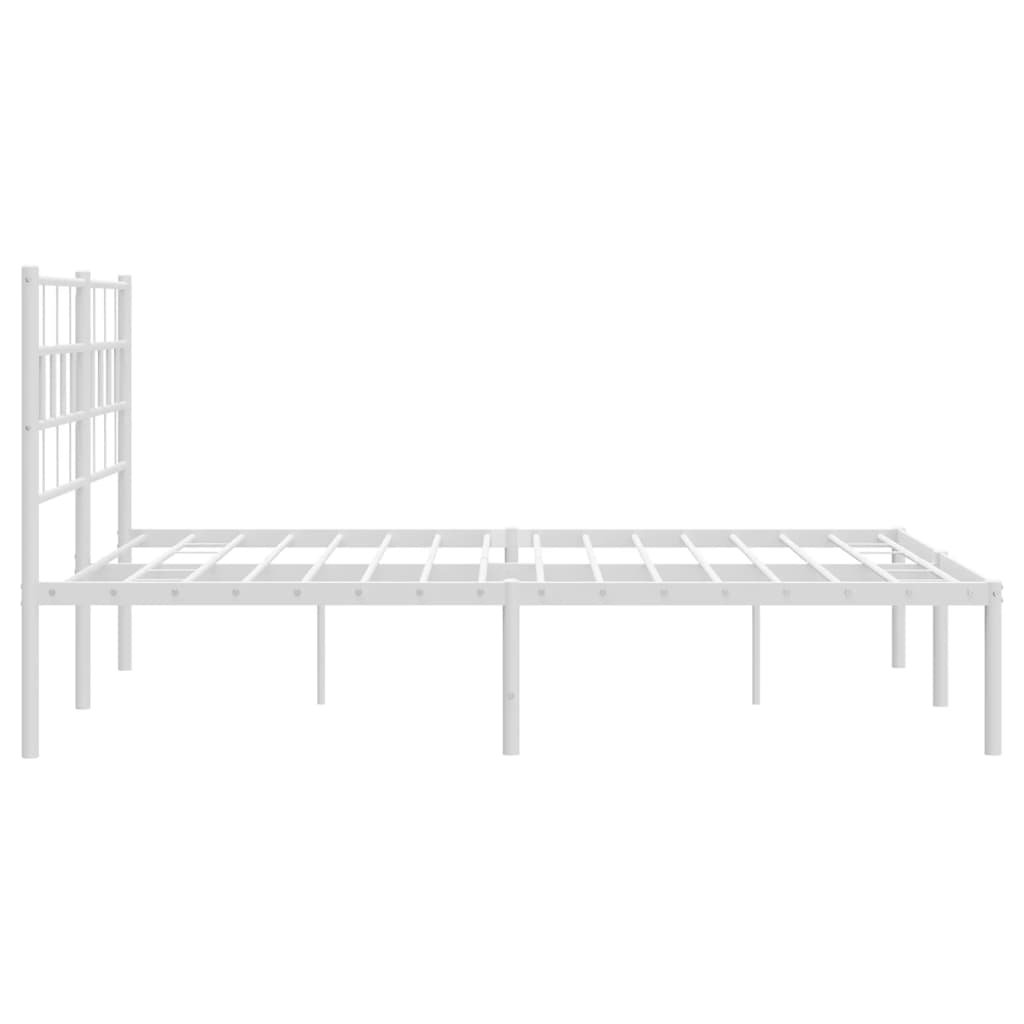 Metal Bed Frame without Mattress with Headboard White 140x200cm