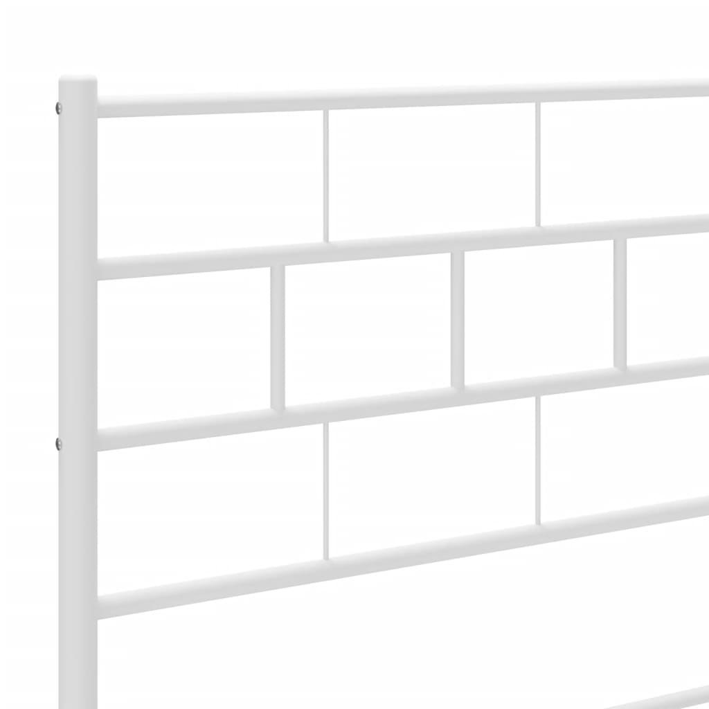 Metal Bed Frame without Mattress with Headboard White 140x200cm