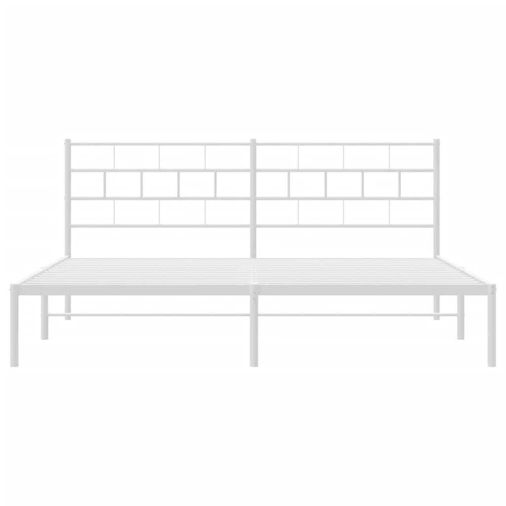 Metal Bed Frame without Mattress with Headboard White 180x200cm