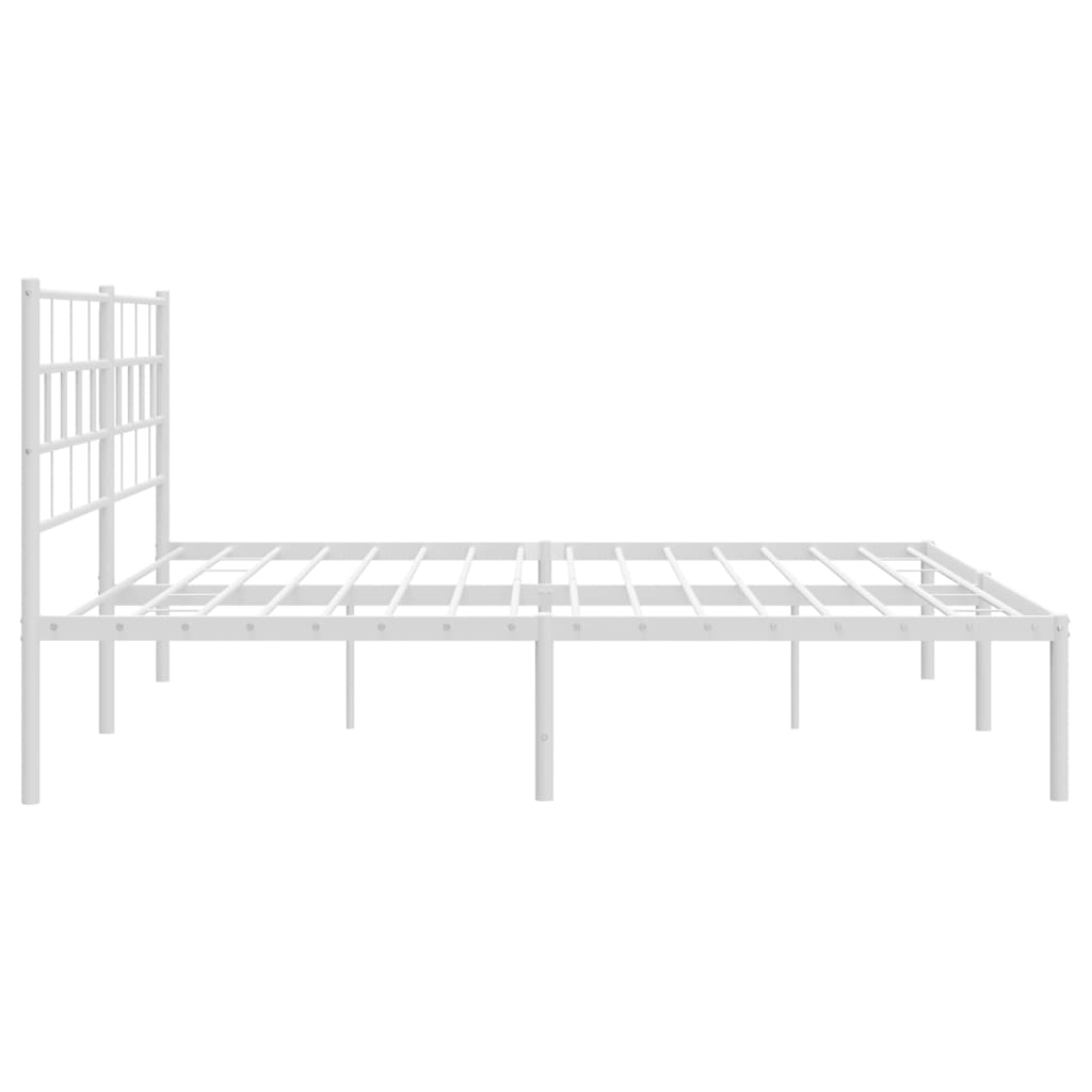 Metal Bed Frame without Mattress with Headboard White 180x200cm