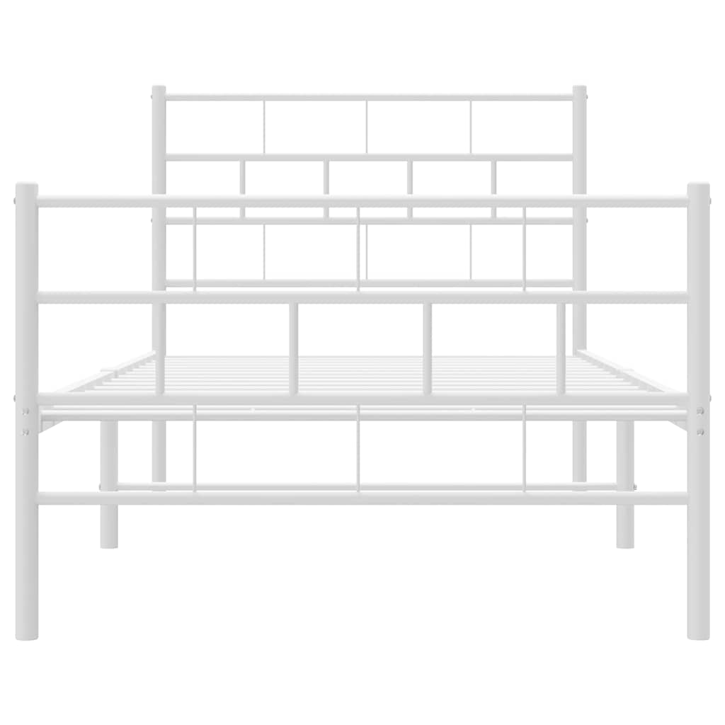 Metal Bed Frame without Mattress with Footboard White 100x200cm