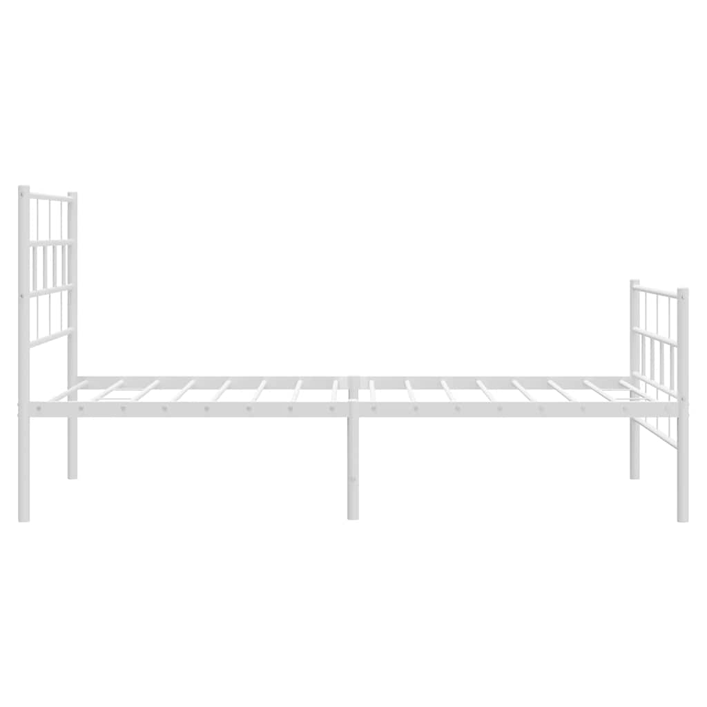 Metal Bed Frame without Mattress with Footboard White 100x200cm