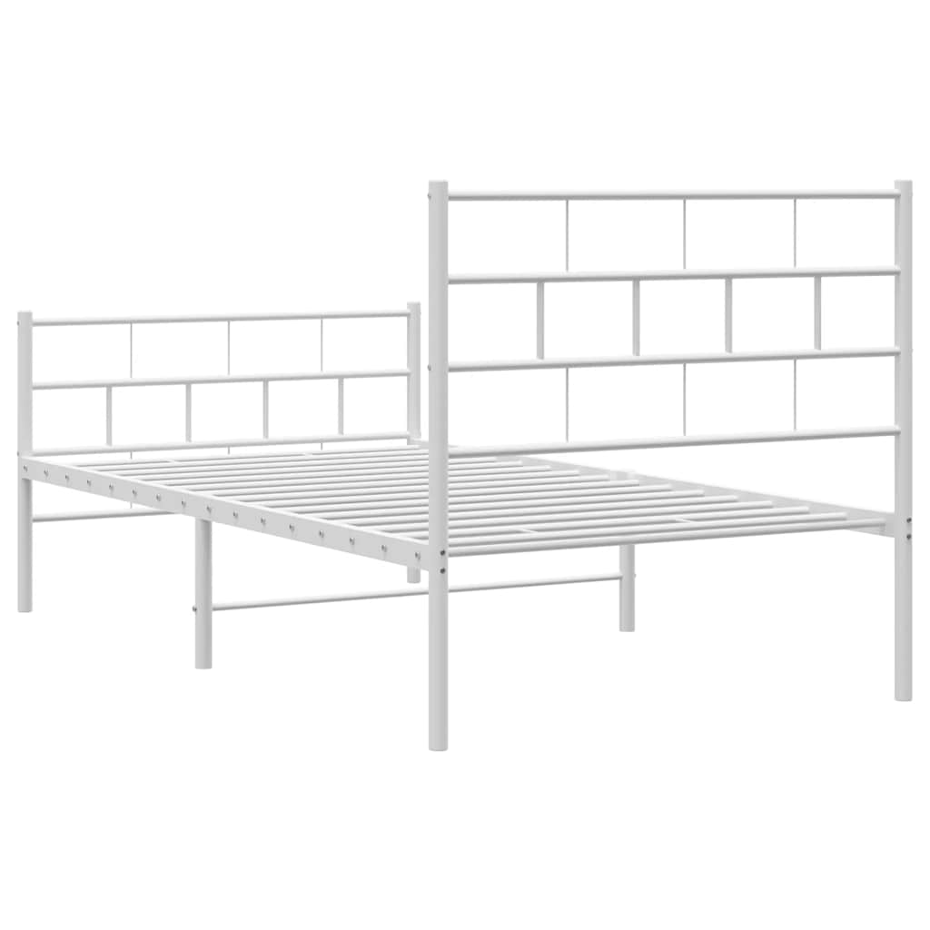Metal Bed Frame without Mattress with Footboard White 100x200cm